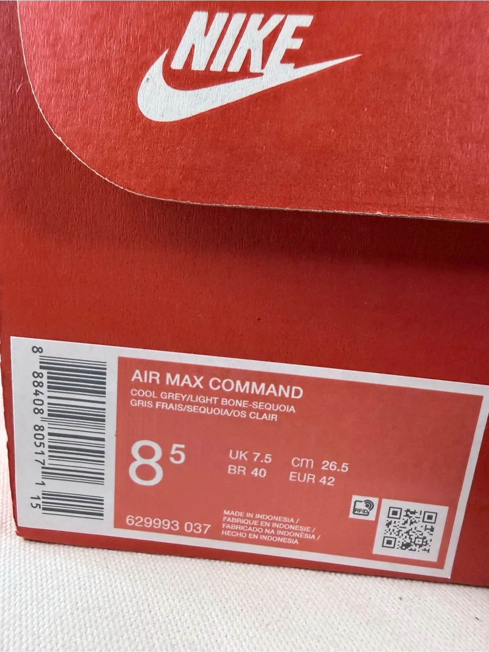 Nike Grey, Black & White Air Max Command Men's Sneaker 8.5